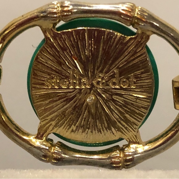 Stella Dot “Zinnia” Statement Bracelet, gold tone with green cabochons - Picture 15 of 15